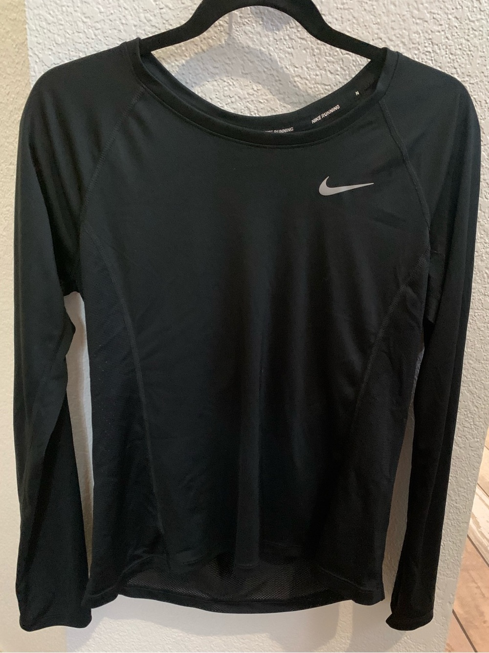 Nike Running Dri-Fit Women’s Black Long Sleeve Athletic Training Top with Swoosh